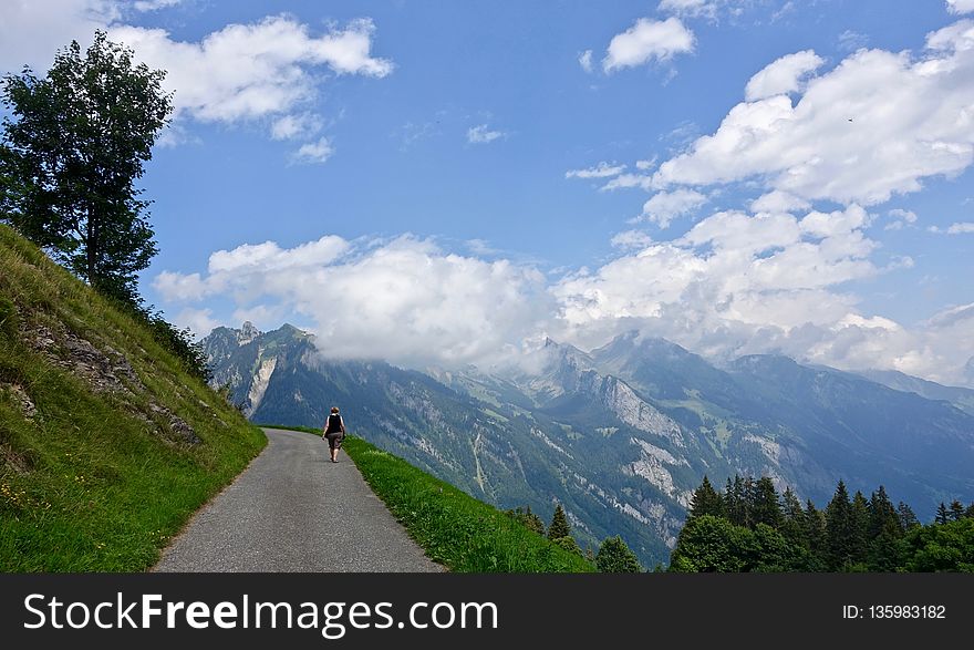 Sky, Mountainous Landforms, Mountain Range, Road