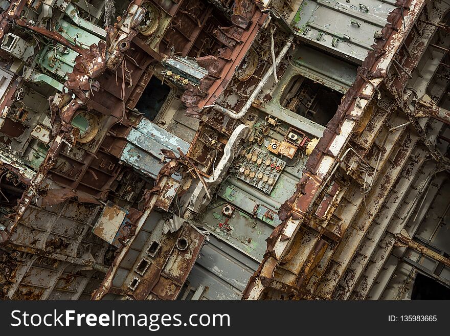 Internal Parts Of Decommissioned Marine Ship.