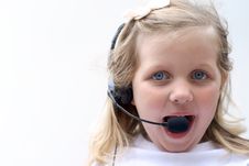 Young Girl Wearing Telephone Headset Royalty Free Stock Photo Young Girl Wearing Telephone Headset Royalty Free Stock Photo