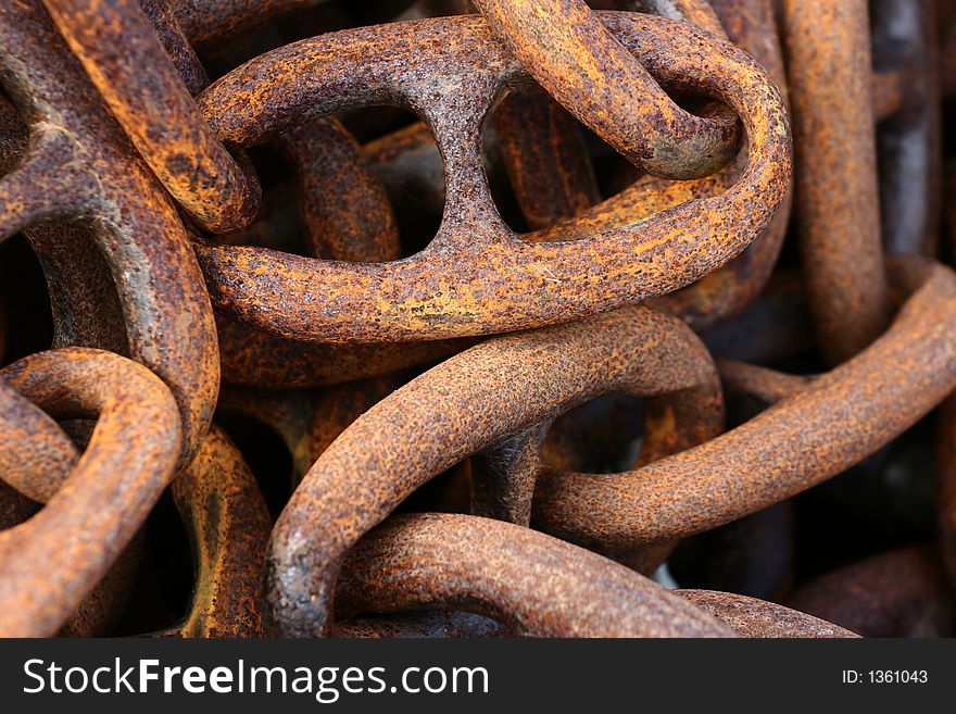 In a harbor in denmark  a rusted  chain. In a harbor in denmark  a rusted  chain