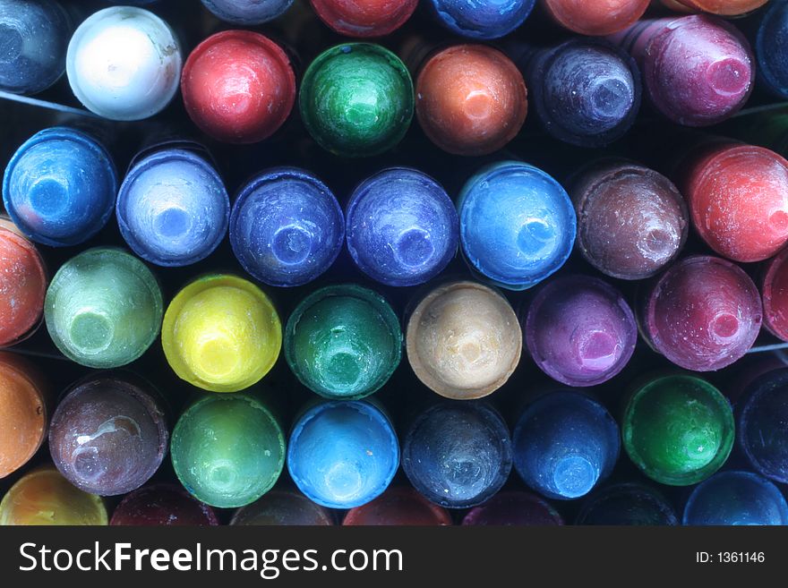 This is a close up image of the tips of crayons.