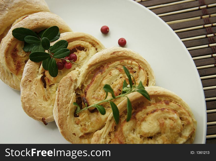 Food ... cheese pie and cranberries