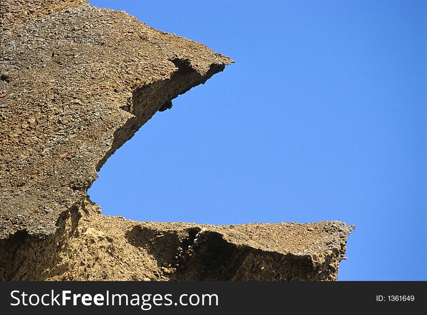 Amazing structure on a rocky detrial cliff on french riviera seaside, near La Ciota. Amazing structure on a rocky detrial cliff on french riviera seaside, near La Ciota