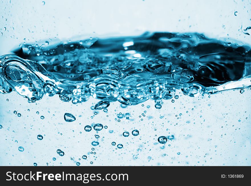 Closeup of fresh blue water bubbles. Closeup of fresh blue water bubbles