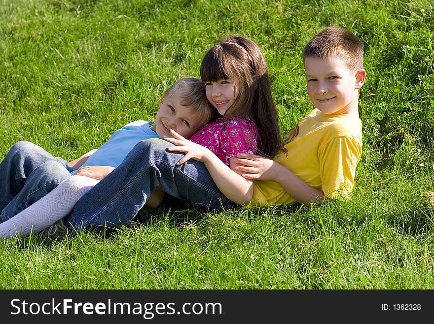 Family on a meadow