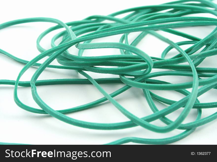 Elastic bands on a white background