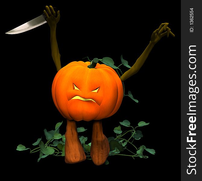 Angry Jack o' Lantern with a Butcher Knife. Angry Jack o' Lantern with a Butcher Knife