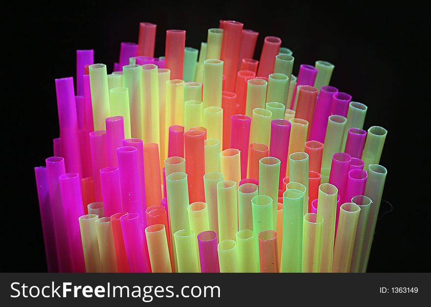 Bunch of plastic coloured straws