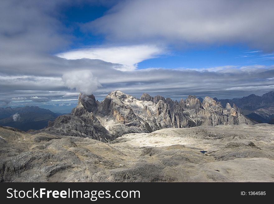 The loneliness of the land of Pale San Martino in Dolomites Mountains. The loneliness of the land of Pale San Martino in Dolomites Mountains