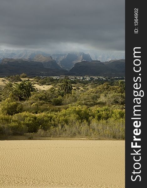 Maspalomas Dunes before a storm. Maspalomas Dunes before a storm