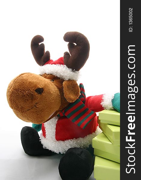 Rudolph the reindeer with a green presents