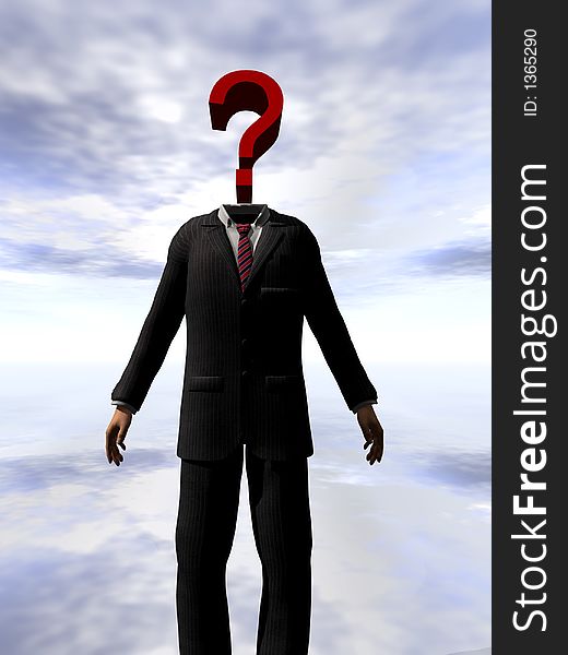 A conceptual image of a man with a question mark for a head. A conceptual image of a man with a question mark for a head.