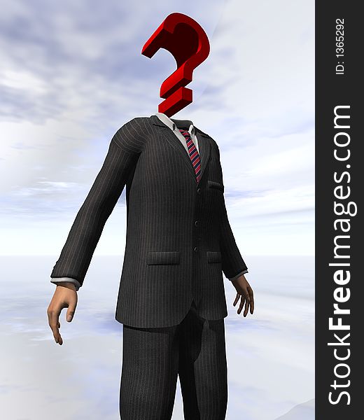 A conceptual image of a man with a question mark for a head. A conceptual image of a man with a question mark for a head.