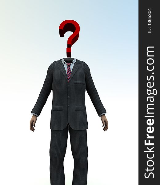 A conceptual image of a man with a question mark for a head. A conceptual image of a man with a question mark for a head.