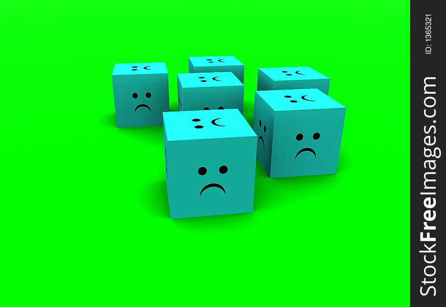 A conceptual image of some very sad looking cubes. A conceptual image of some very sad looking cubes.