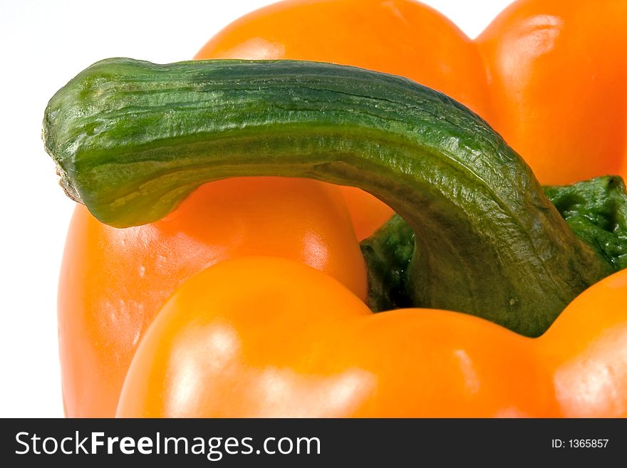 Close up view of a single yellow pepper. Close up view of a single yellow pepper