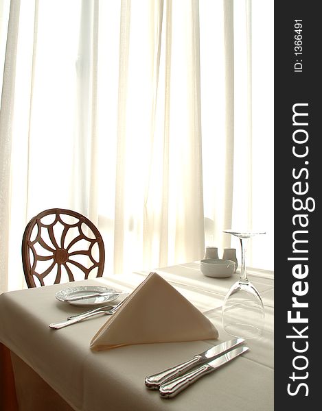 View of a chair at a restaurant. View of a chair at a restaurant