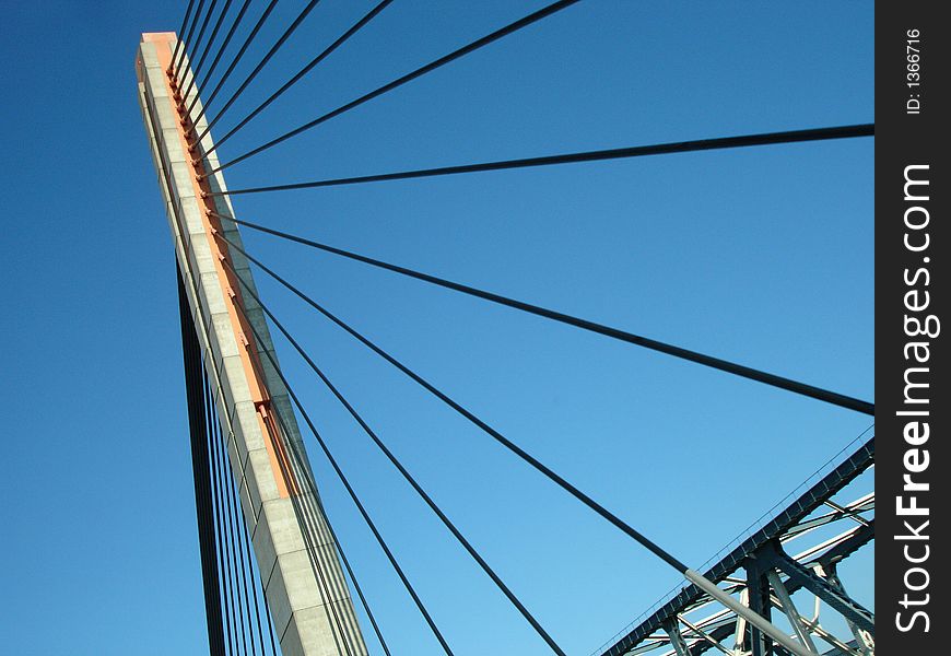 View of ahanging bridge in Holland