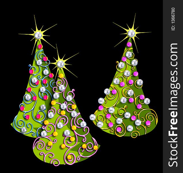 Illustration of Whimsical geometric Christmas trees. Illustration of Whimsical geometric Christmas trees