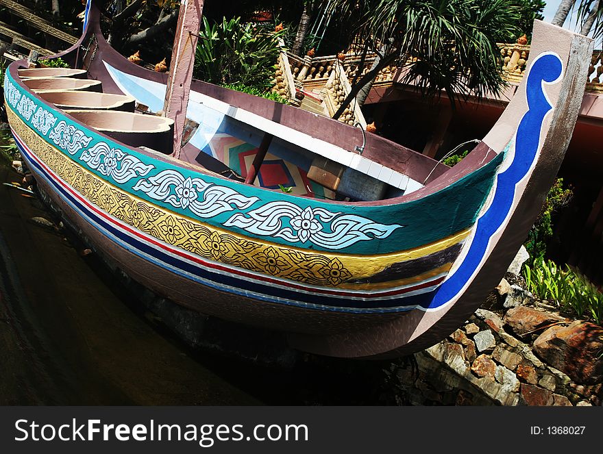 Rustic old colorful painted boat