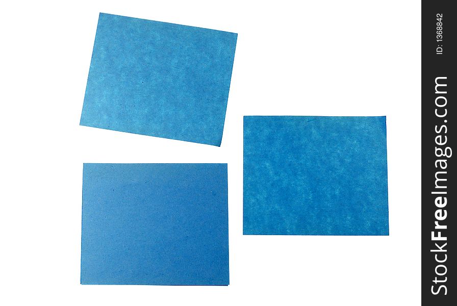 Blank blue notice cards on pure white background. Blank blue notice cards on pure white background