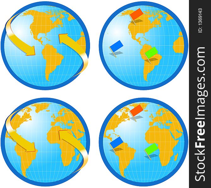 Globe World Map - two hemispheres