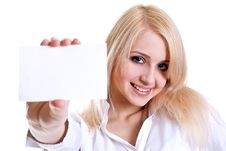 Young Business Woman With Business Card Stock Photography Young Business Woman With Business Card Stock Photography