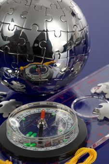 Globe Puzzle With Compass Royalty Free Stock Image Globe Puzzle With Compass Royalty Free Stock Image