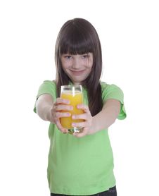 The Smile Little Girl With Orange Juice Stock Photo The Smile Little Girl With Orange Juice Stock Photo