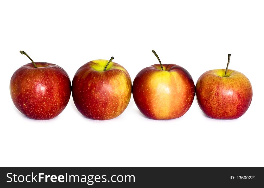 Four apple isolated on a white background