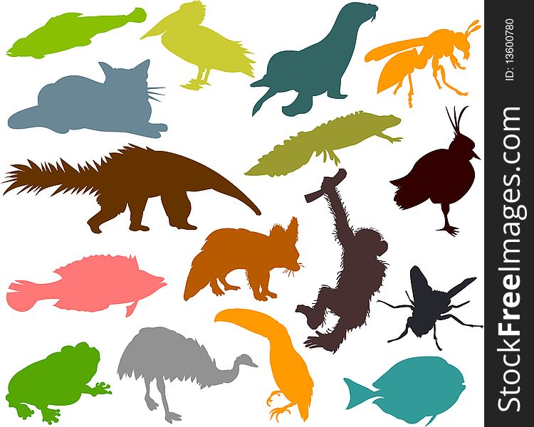 Set of animals icons G  - silhouettes. Set of animals icons G  - silhouettes