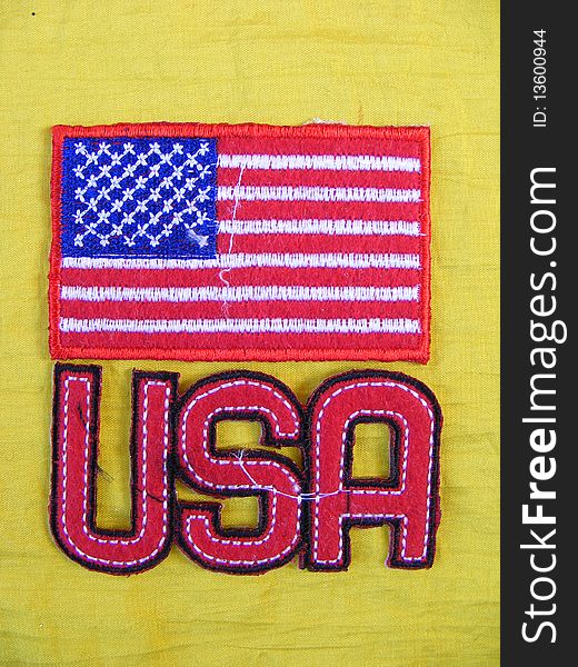 Marked in handmade cotton fabrics for clothing of various colors,banner United States of America. Marked in handmade cotton fabrics for clothing of various colors,banner United States of America