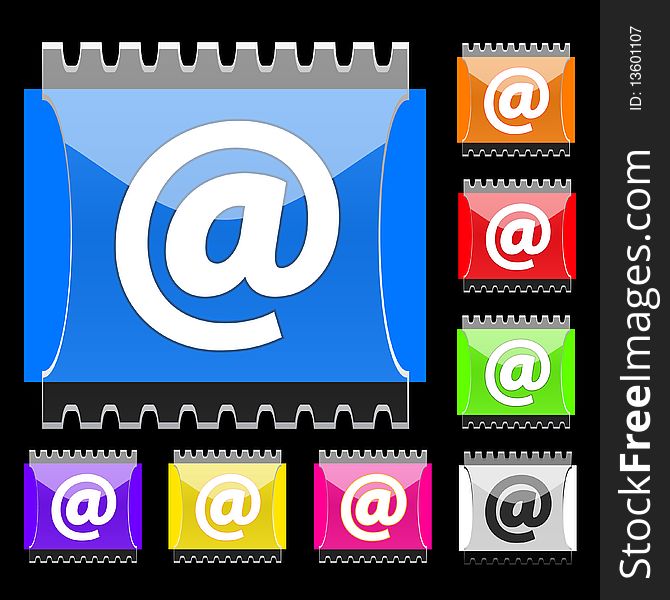 Set of rectangular  buttons with e-mail icon. EPS10. Set of rectangular  buttons with e-mail icon. EPS10