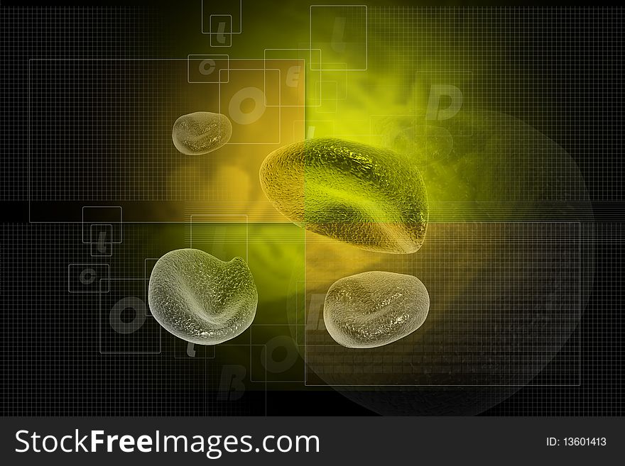 Digital illustration of blood cell in 3d on digital background