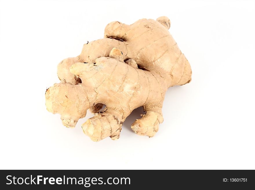 Ginger root closeup isolated on white background