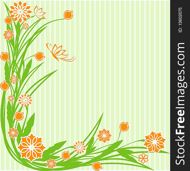 vector illustration of a green floral ornament