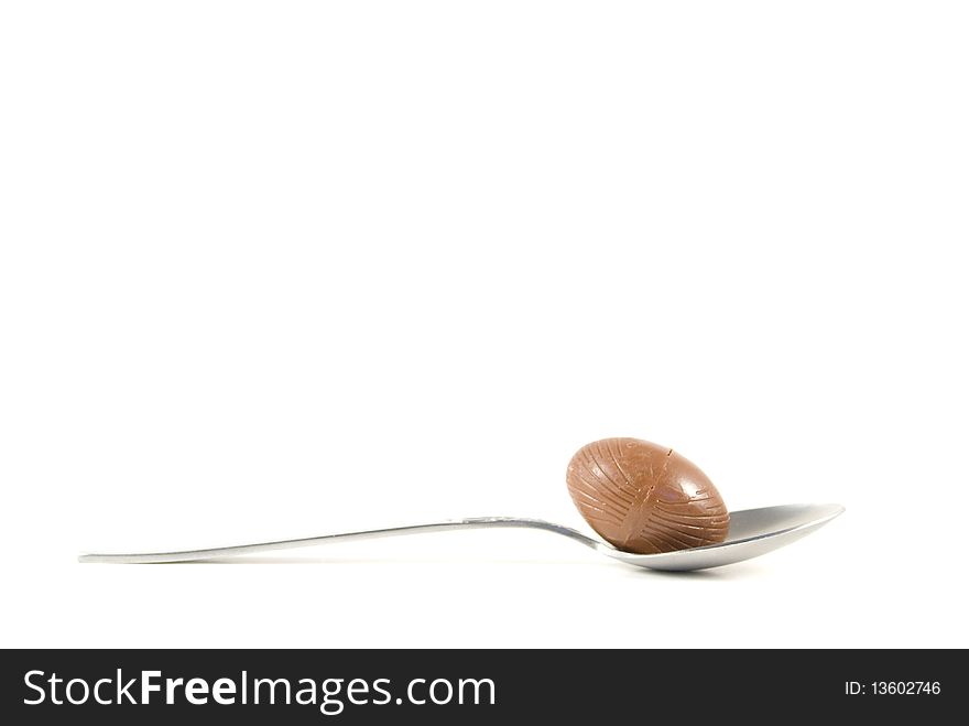 Chocolate easter egg in spoon