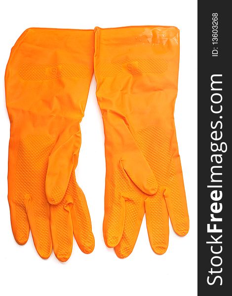 Rubber gloves on white background close
