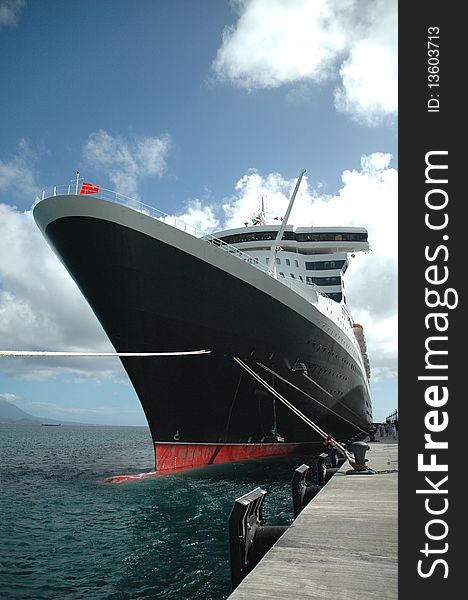 Ocean liner docked in Caribbean. Ocean liner docked in Caribbean