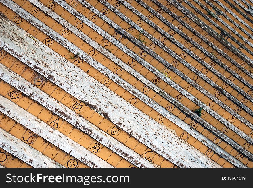 Details of the steps of the Plaza de Toros de Algeciras, Cadiz, Spain