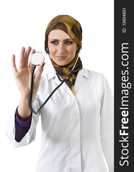 Cute muslim female doctor working. Cute muslim female doctor working