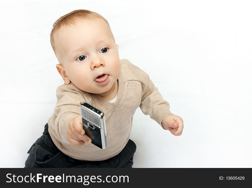 Little boy with mobile phone