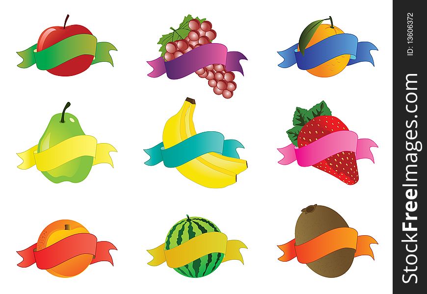 Vector illustration of fruit icons. Vector illustration of fruit icons
