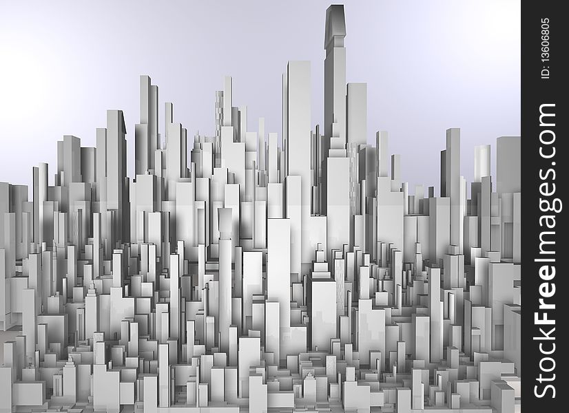 3d image of white skyscraper