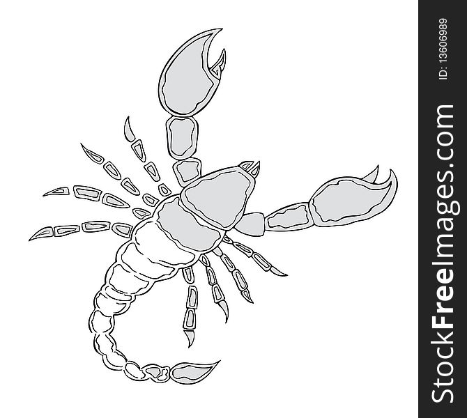 Black and white Scorpion. Vector illustration