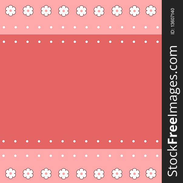 Flowers pattern border on pink background. Flowers pattern border on pink background