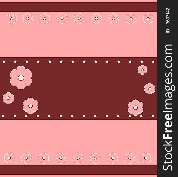 Flowers pattern border on pink background. Flowers pattern border on pink background