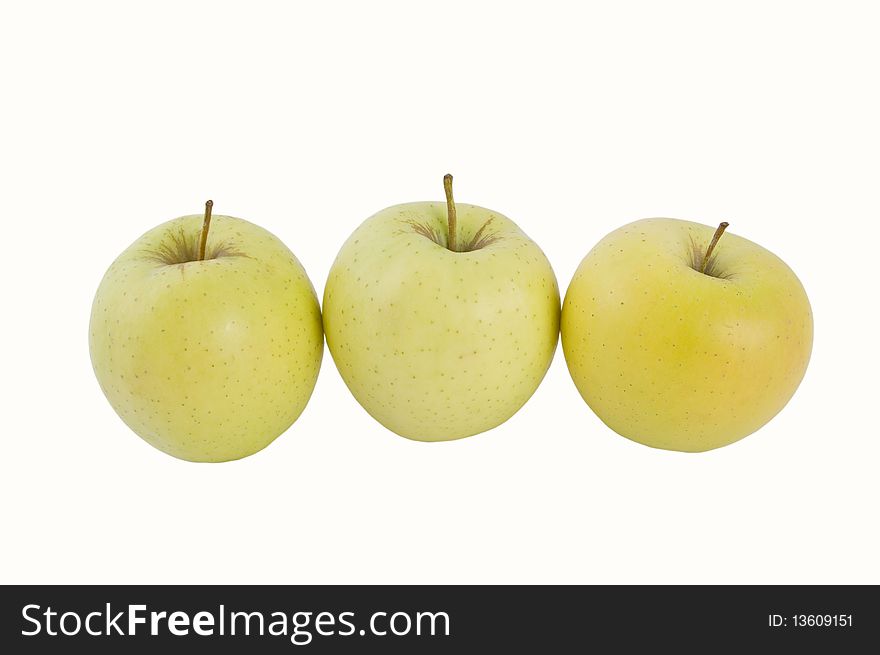 Three apples on the white surface. Three apples on the white surface.