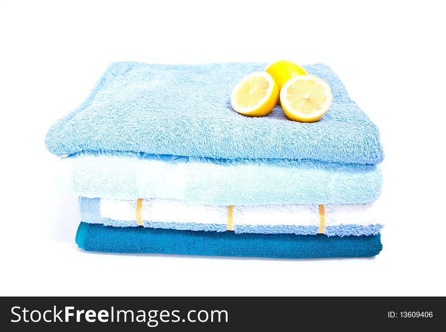 Four bathroom towels isolated on white