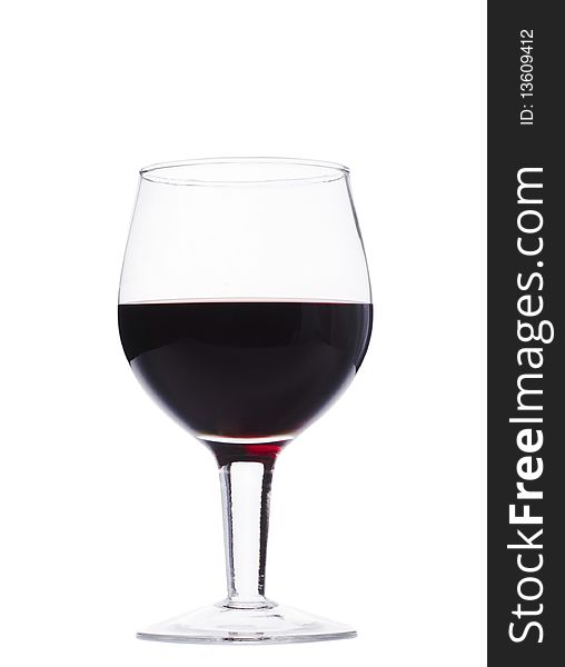 Glass with red wine on a white background